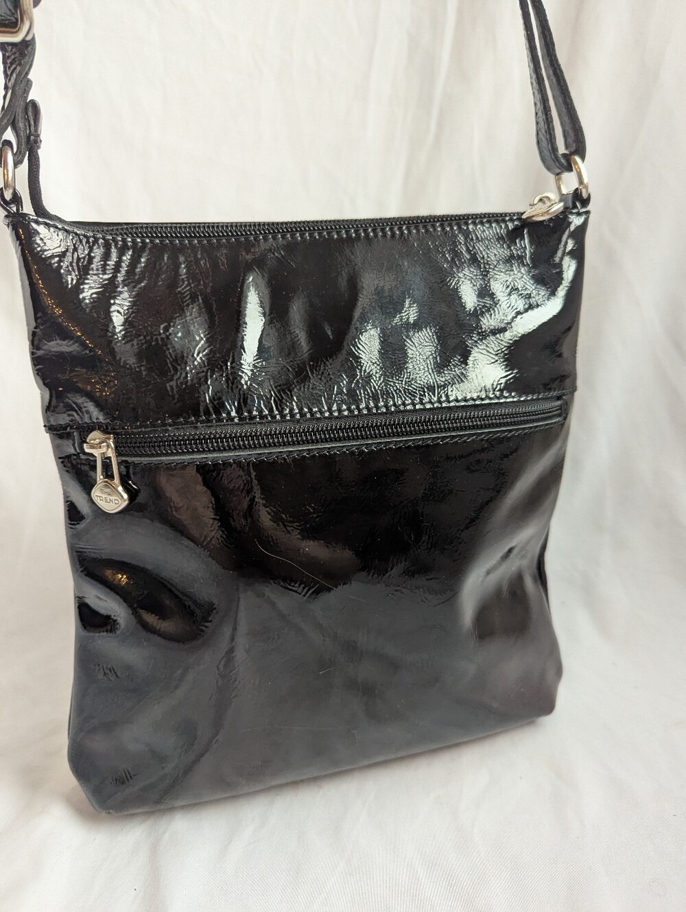 The Trend Black Patent Crossbody Bag Glossy Shoulder Purse